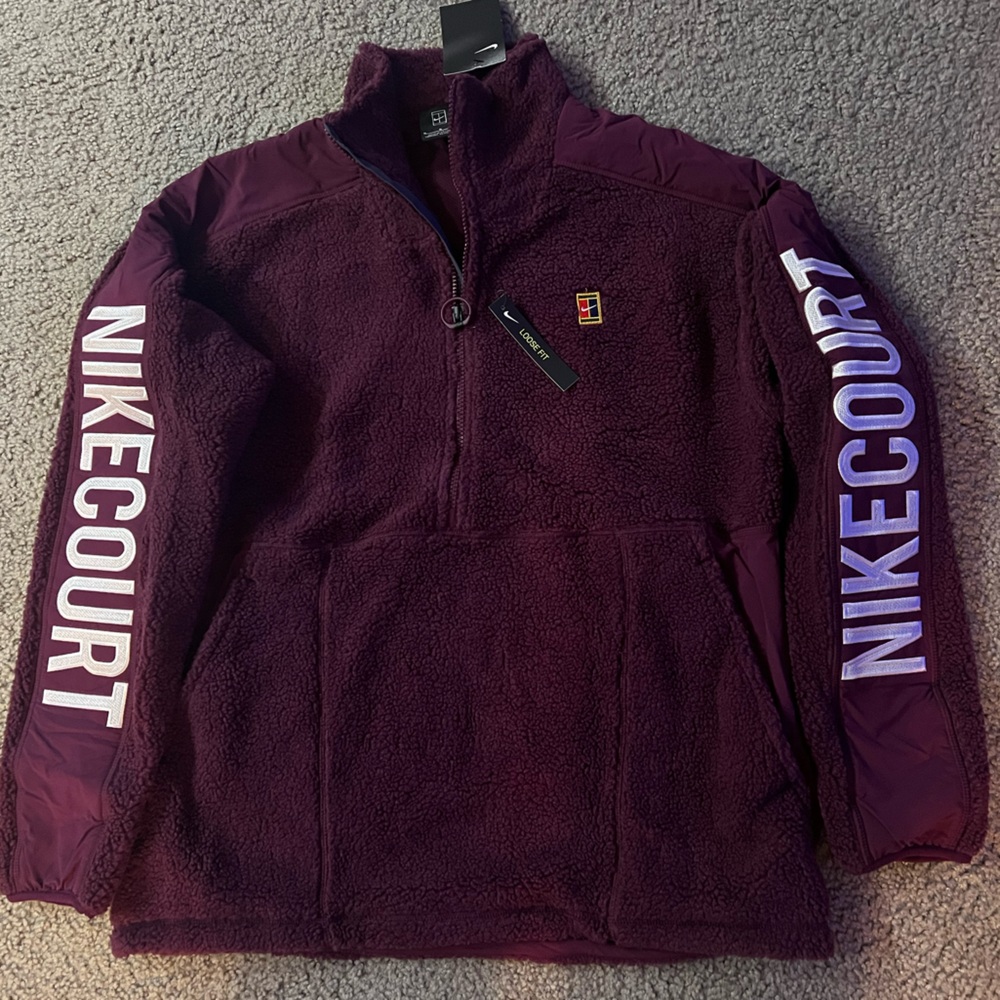 $120 RARE Nike Court Sherpa Fleece Premium Zip Pullover Jacket sweatshirt tennis